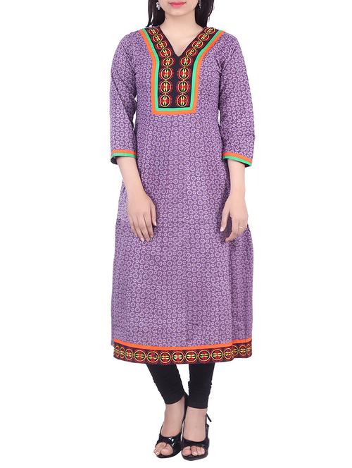 purple cotton kurta - 10082406 - Very Small Image - 1