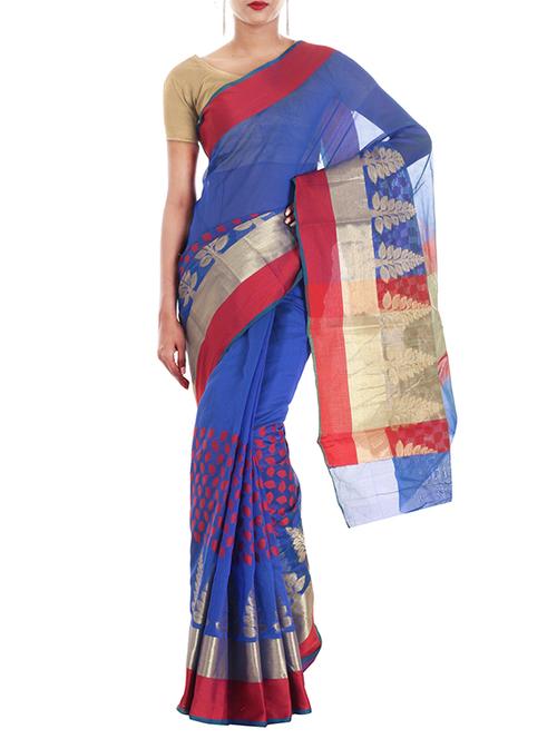 silk saree with zari weaving from zain textiles - 10082687 - Very Small Image - 1