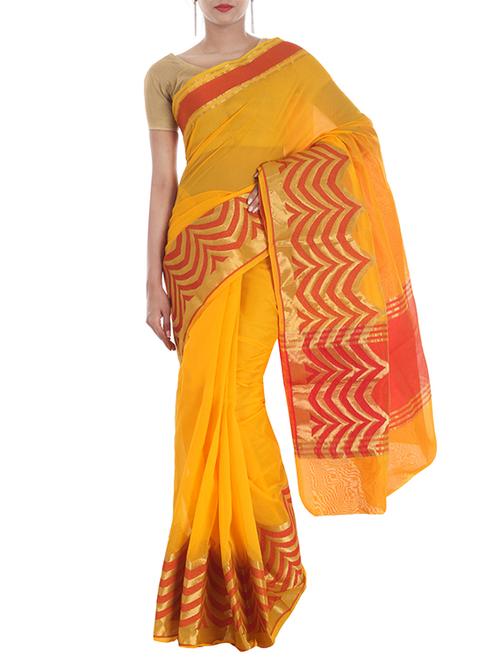 silk saree with zari weaving from zain textiles - 10082690 - Very Small Image - 1