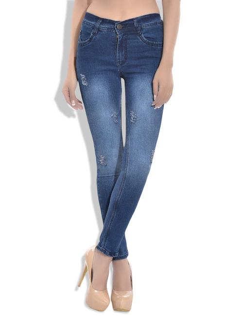 blue denim lycra jeans - 10083286 - Very Small Image - 1