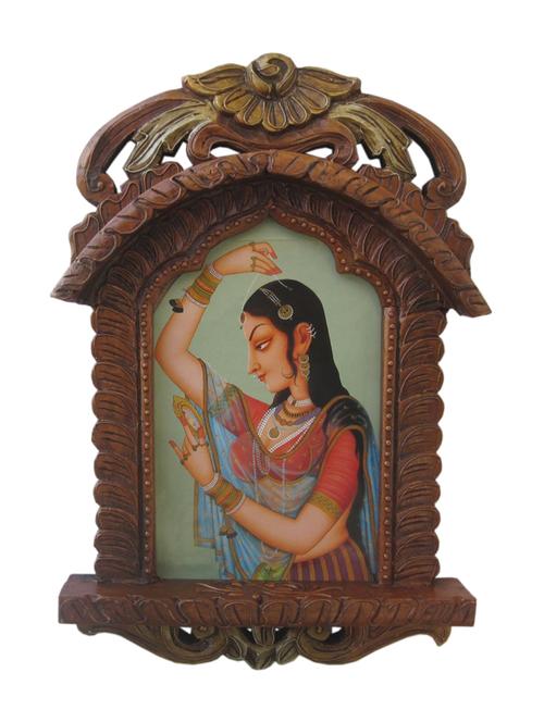 jaipuri lady bani thani wooden jharokha gift - 10084219 - Very Small Image - 1