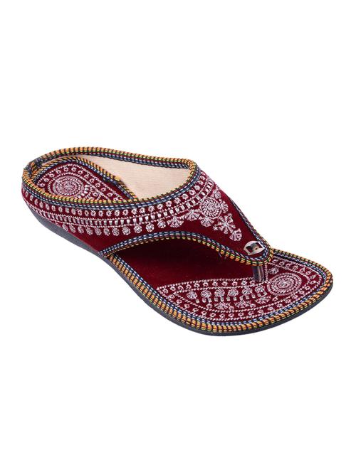 mochadi maroon embroided ethnic wedge - 10084864 - Very Small Image - 1