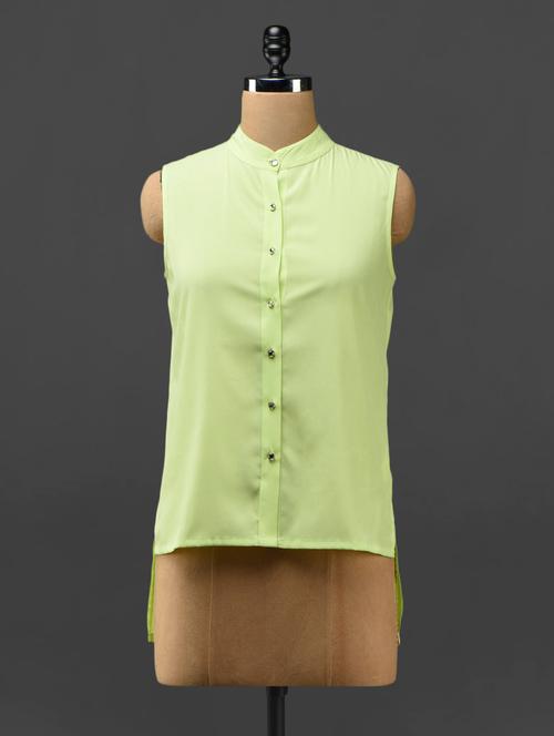 lime green hi-low sleeveless crepe top - 1008491 - Very Small Image - 1