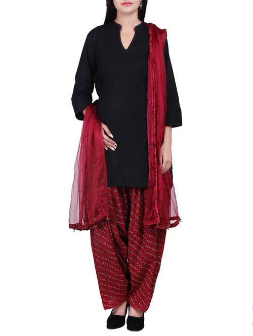 maroon cotton salwars - 10085900 - Very Small Image - 1