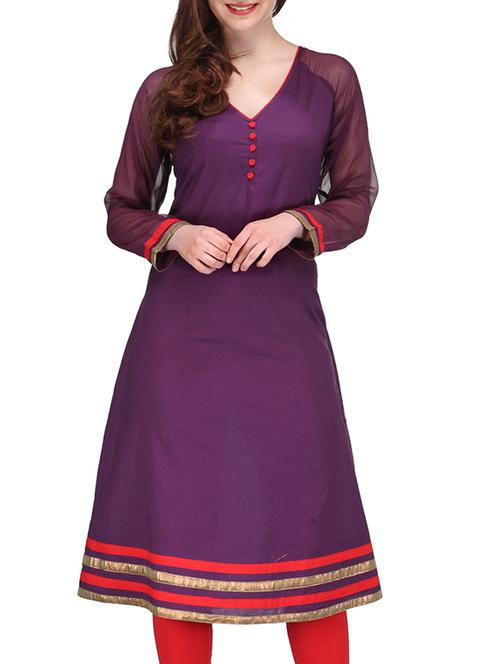 purple cotton kurta - 10086529 - Very Small Image - 1