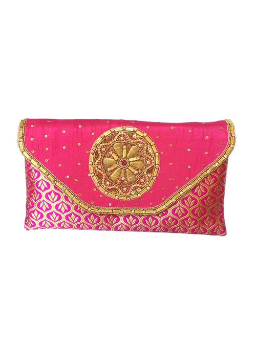 pink silk blend clutch - 10087096 - Very Small Image - 1