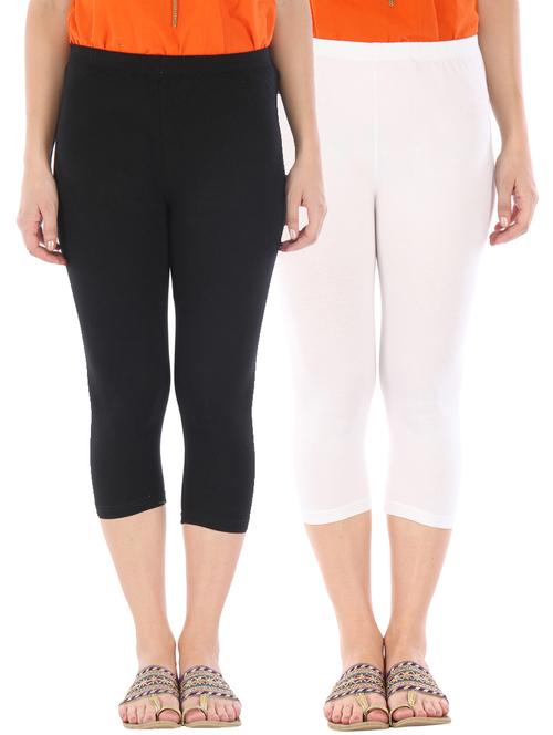 black, white cotton leggings - 10087193 - Very Small Image - 1