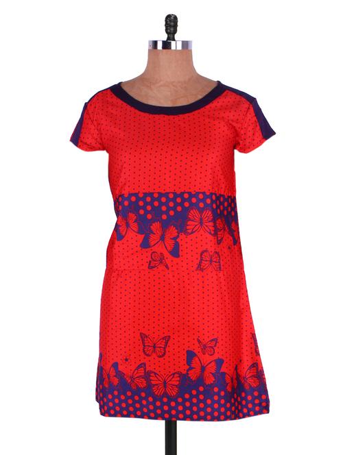 polka dot and butterfly printed kurti - 1008828 - Very Small Image - 1