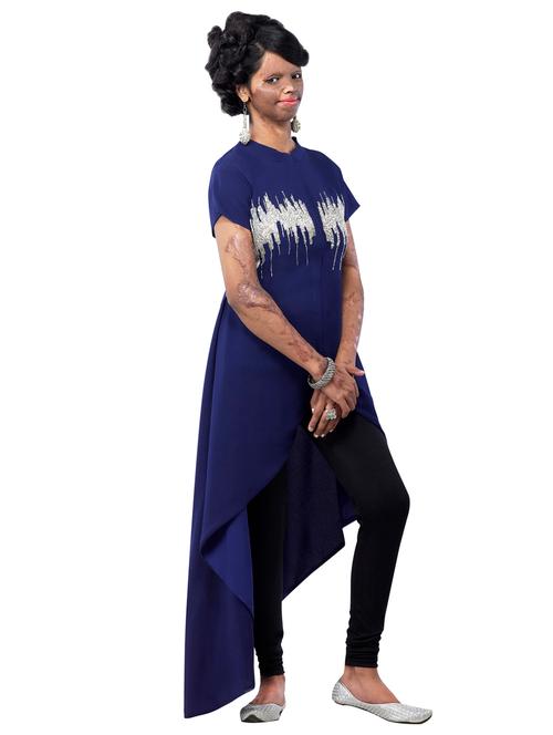 blue Georgette A-line Kurta - 10097675 - Very Small Image - 1