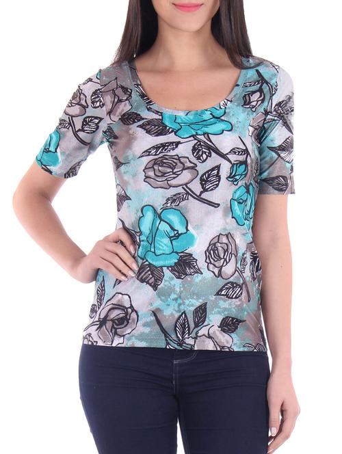 poly blend top floral printed top - 10098414 - Very Small Image - 1