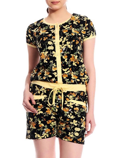 black floral cotton romper - 1009878 - Very Small Image - 1