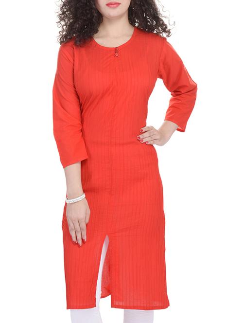 red cotton kurta - 10098957 - Very Small Image - 1