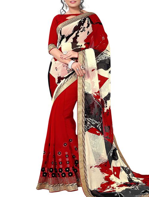 multicolor georgette saree - 10099176 - Very Small Image - 1