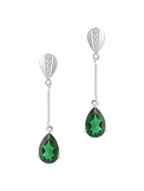 Emerald Drop shaped Sterling Silver Earrings - 1010054 - Very Small Image - 1