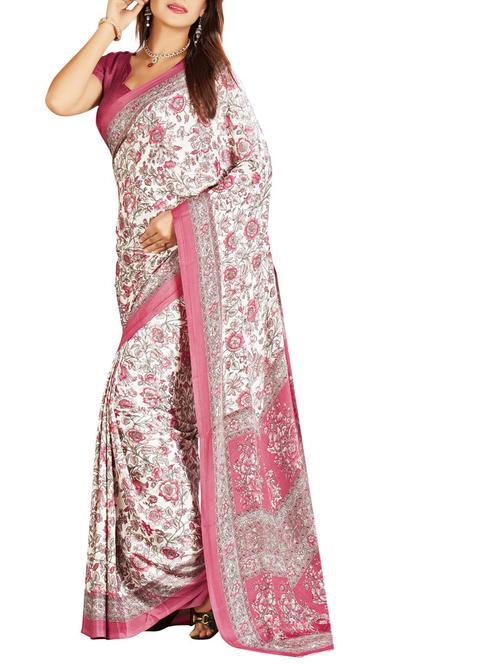 pink crepe saree - 10103135 - Very Small Image - 1