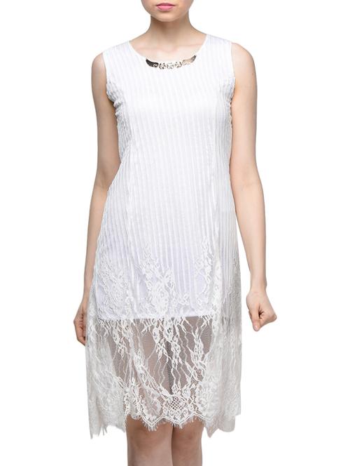 White Net lace midi dress - 1010417 - Very Small Image - 1