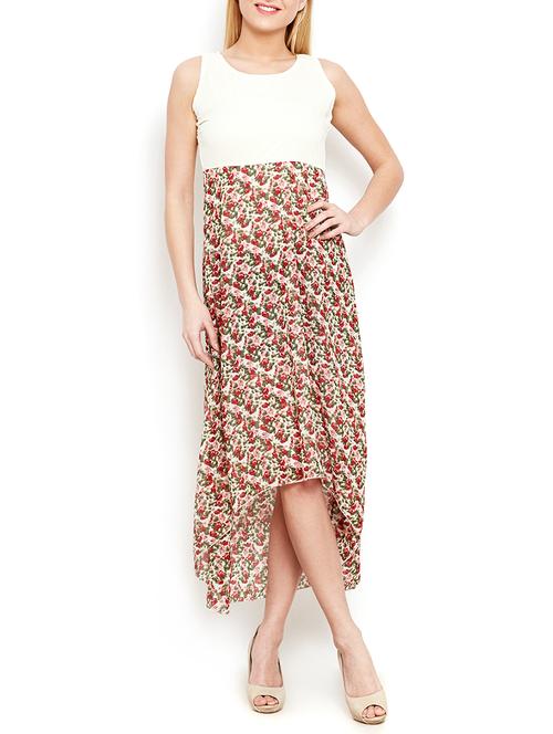 ivory polyester assymetric dress - 10107729 - Very Small Image - 1