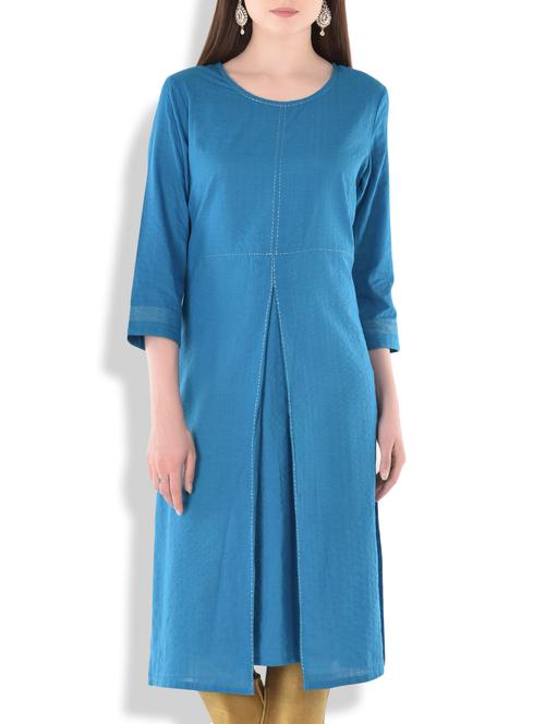 tagaai teal blue cotton mangal kurta - 10108178 - Very Small Image - 1