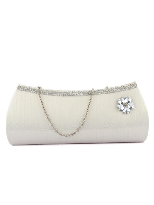white leatherette clutch - 10110309 - Very Small Image - 1