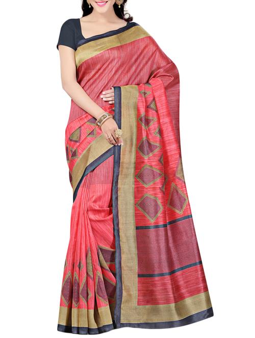 peach art silk saree - 10110731 - Very Small Image - 1