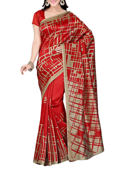 red art silk saree - 10110739 - Very Small Image - 1