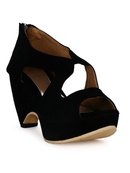 black leatherette sandals - 10110984 - Very Small Image - 1