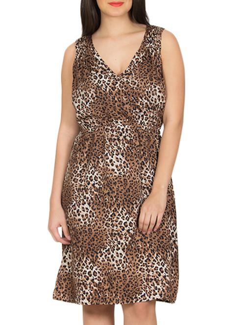 brown animal print dress - 10123212 - Very Small Image - 1
