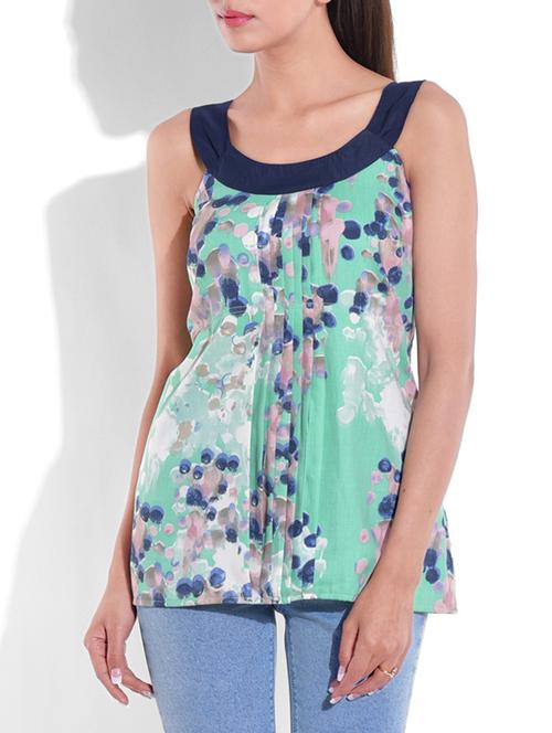 scoop neck pleated top - 10123231 - Very Small Image - 1