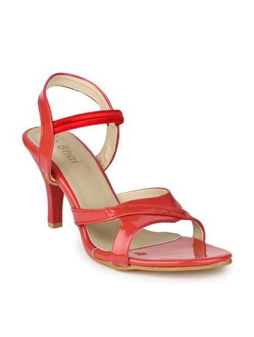 red leatherette ankle strap sandals - 10124301 - Very Small Image - 1