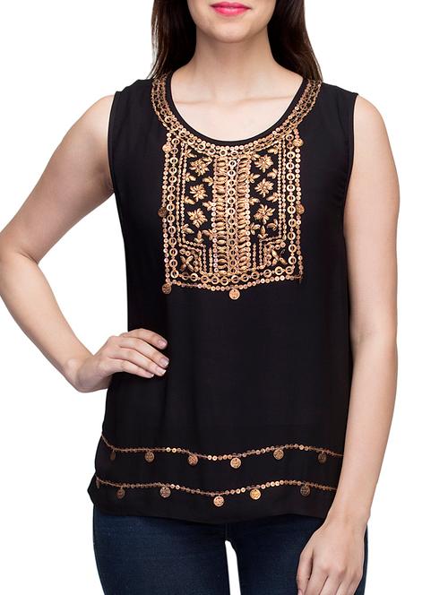 black viscose top - 10126665 - Very Small Image - 1