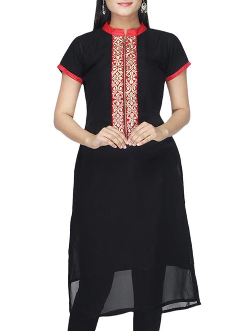 black faux georgette kurti - 10126684 - Very Small Image - 1