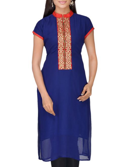 dark blue faux georgette kurti - 10126686 - Very Small Image - 1