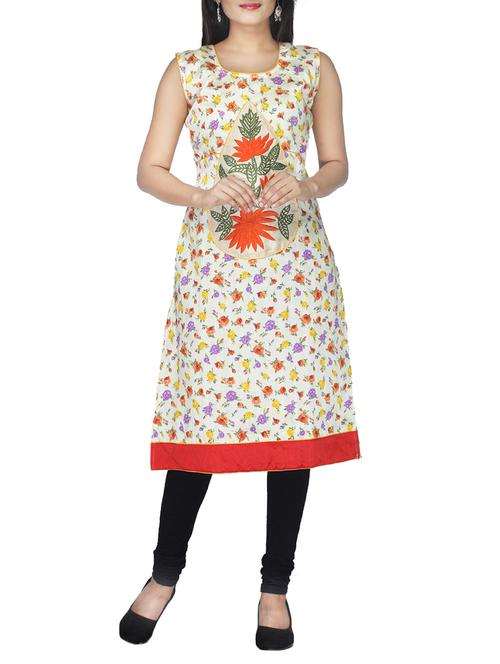 cream art silk kurti - 10126737 - Very Small Image - 1