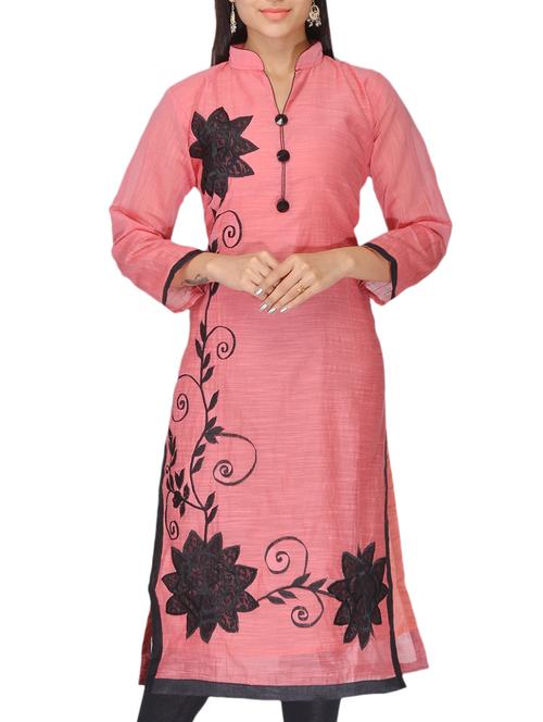 onion pink chanderi kurti - 10126837 - Very Small Image - 1