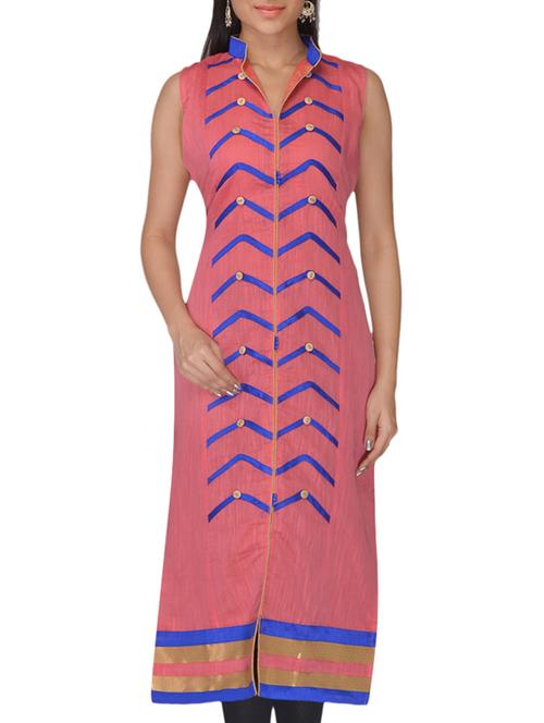 onion pink chanderi kurti - 10126883 - Very Small Image - 1
