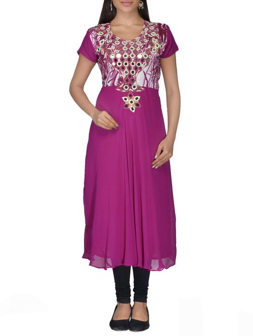 pink faux georgette kurti - 10126893 - Very Small Image - 1