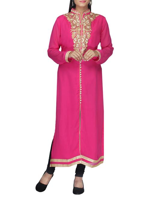 pink faux georgette kurti - 10126921 - Very Small Image - 1