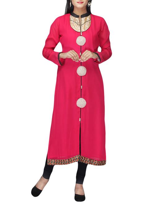 pink faux georgette kurti - 10126935 - Very Small Image - 1