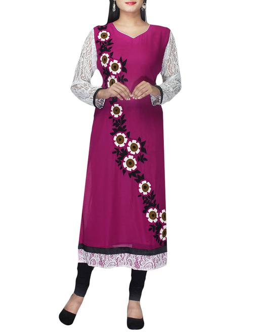 purple faux georgette kurti - 10126938 - Very Small Image - 1