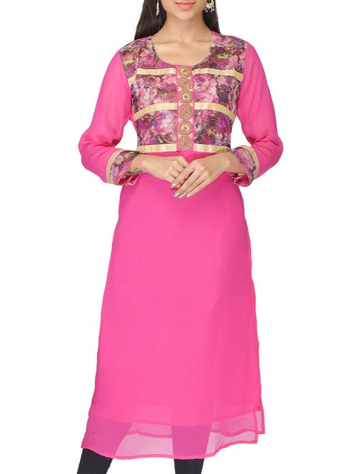 pink faux georgette kurti - 10126963 - Very Small Image - 1