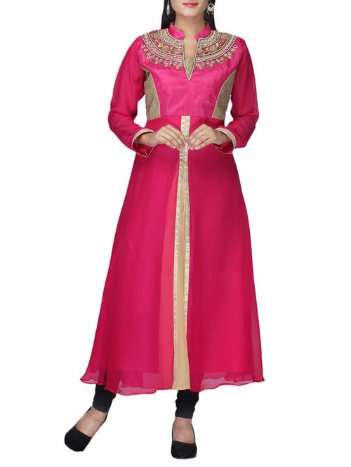 pink faux georgette kurti - 10126968 - Very Small Image - 1
