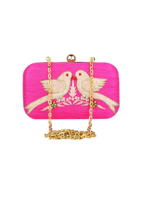 pink silk ethnic clutch - 10128610 - Very Small Image - 1