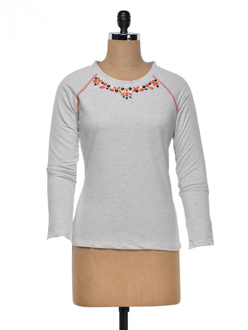 floral embroidered cotton knit top - 1012912 - Very Small Image - 1