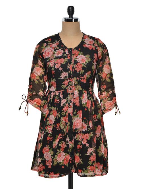 floral print polygeorgette dress - 1012939 - Very Small Image - 1