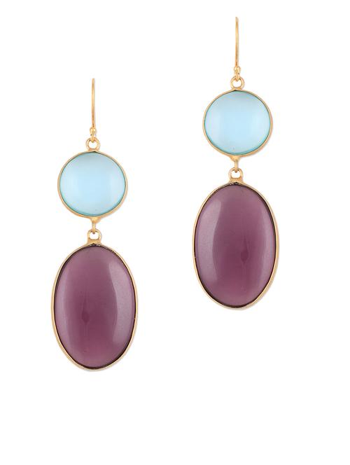 mauve and blue beaded dangler earrings - 1013311 - Very Small Image - 1