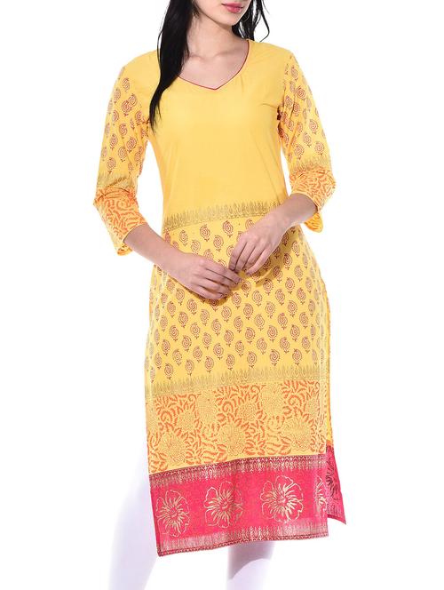 yellow cotton kurta - 10140414 - Very Small Image - 1