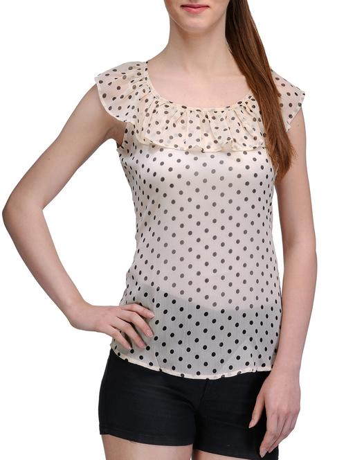 cream polyester regular top - 10140645 - Very Small Image - 1