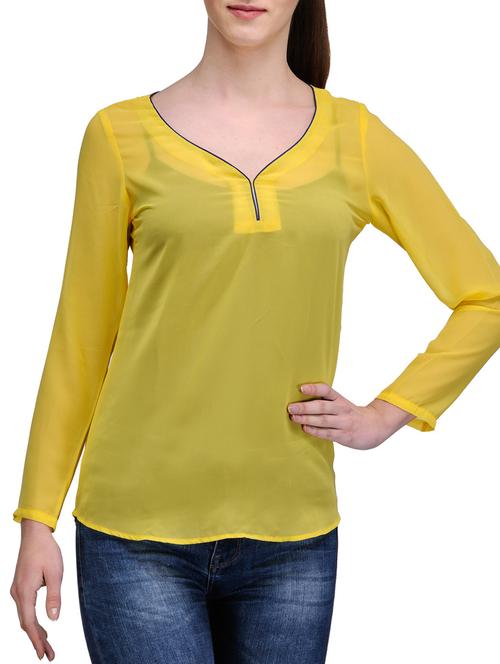 yellow polyester regular top - 10140659 - Very Small Image - 1
