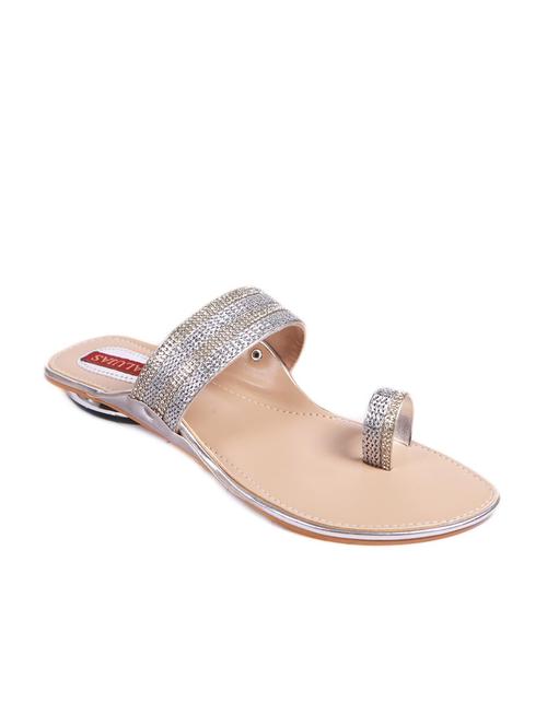 silver embellished leatherette sandals - 10141662 - Very Small Image - 1