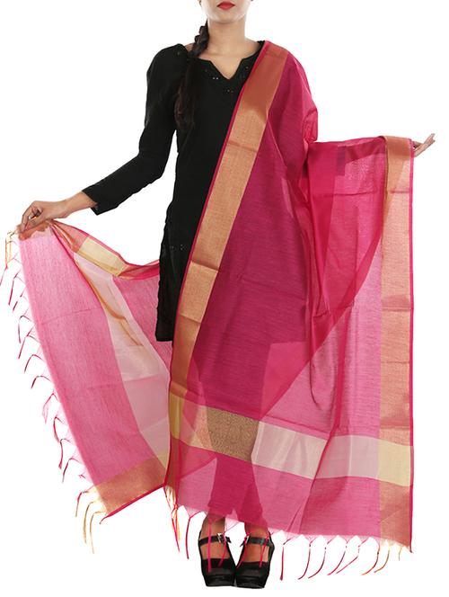 fuchsia chanderi dupatta - 10141673 - Very Small Image - 1